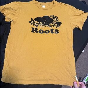 Roots Mustard Yellow Beaver Logo Tee